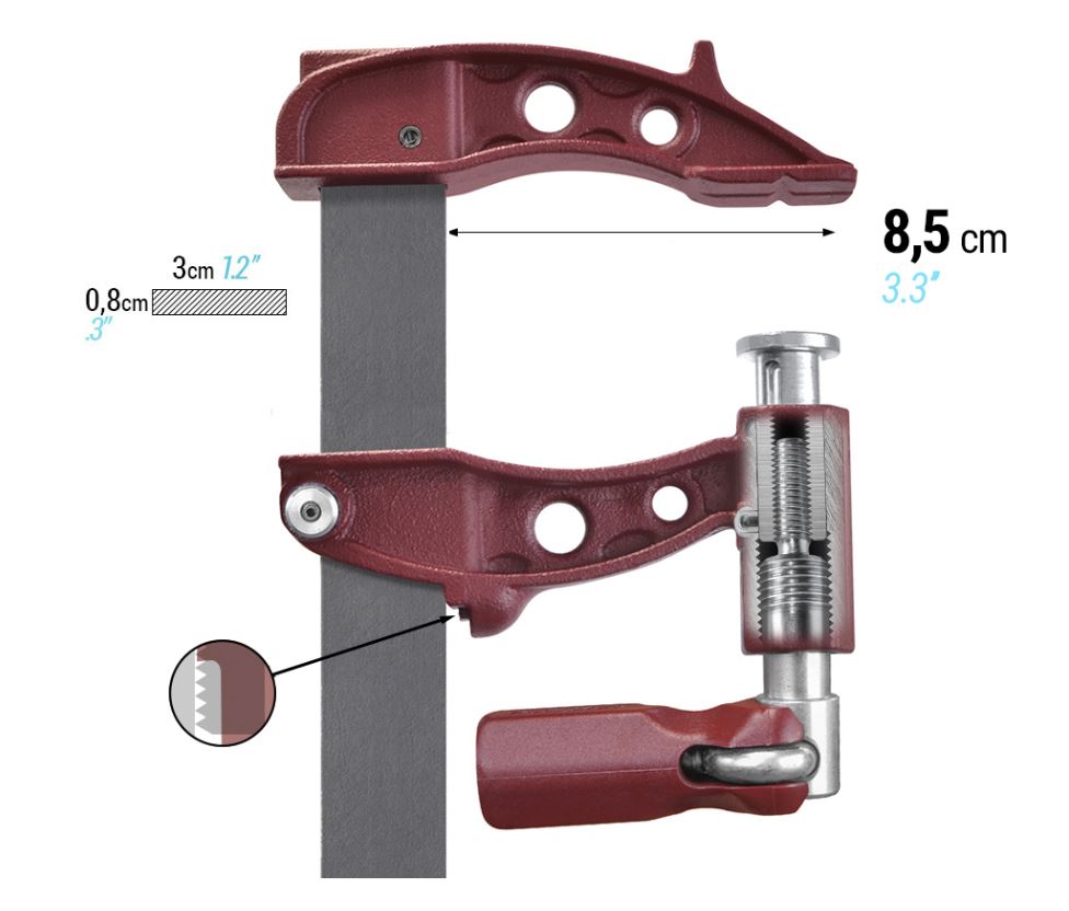 Spīles PIHER Maxipress E 30cm, žokļu dziļums 8.5cm