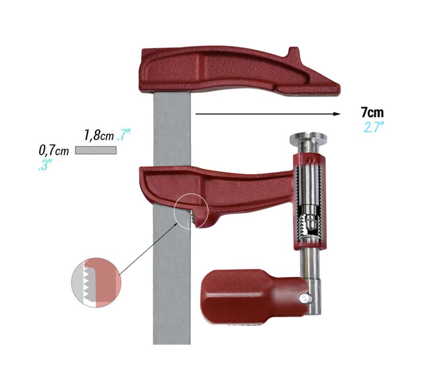 Spīles PIHER Maxipress M 15cm, žokļu dziļums 7cm